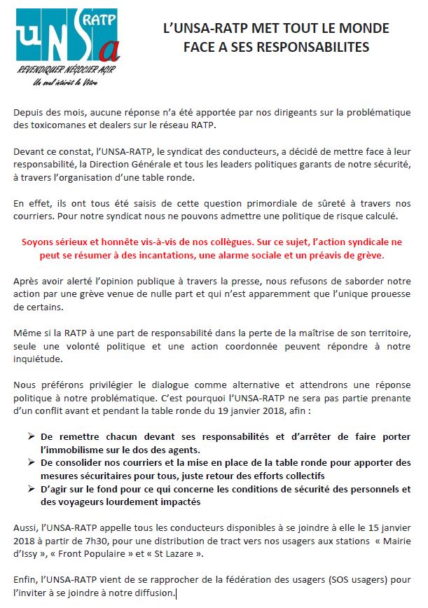 L’UNSA-RATP met tout le monde face à ses responsabilités
