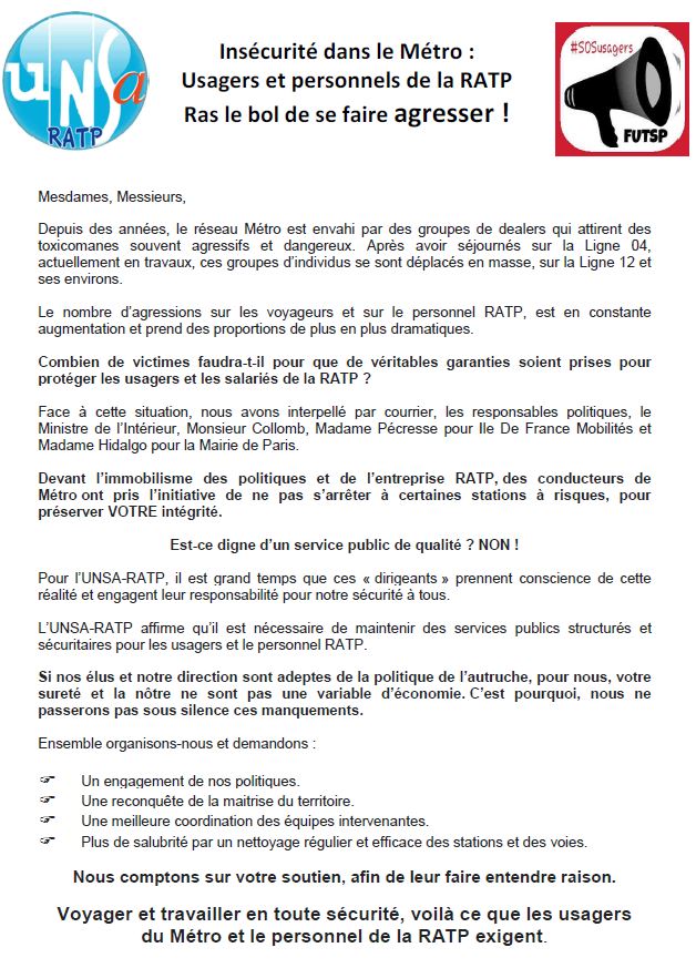 Insécurité dans le Métro
