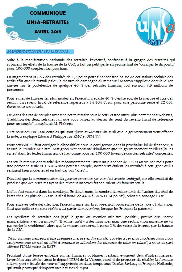 MANIFESTATION DU 15 MARS 2018