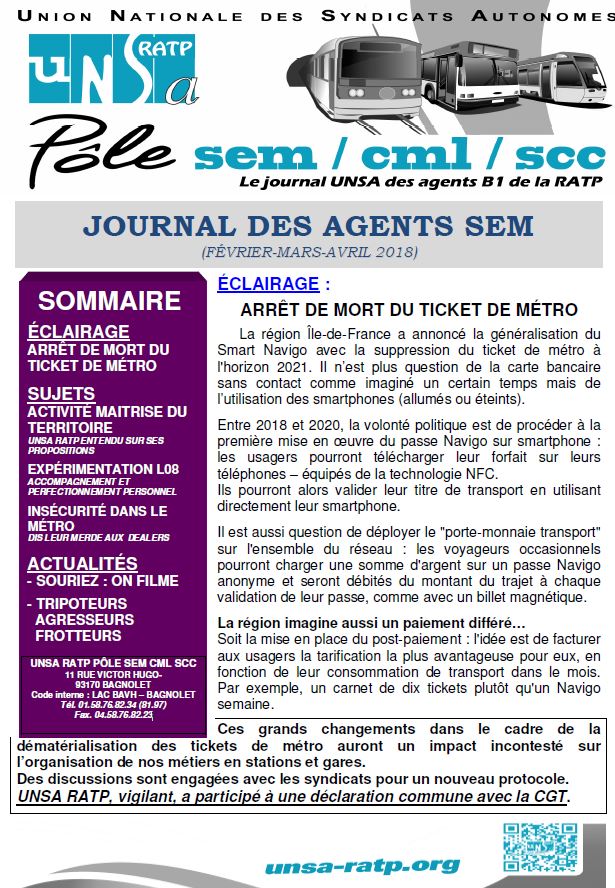 Le Journal des Agents  B1 de la RATP