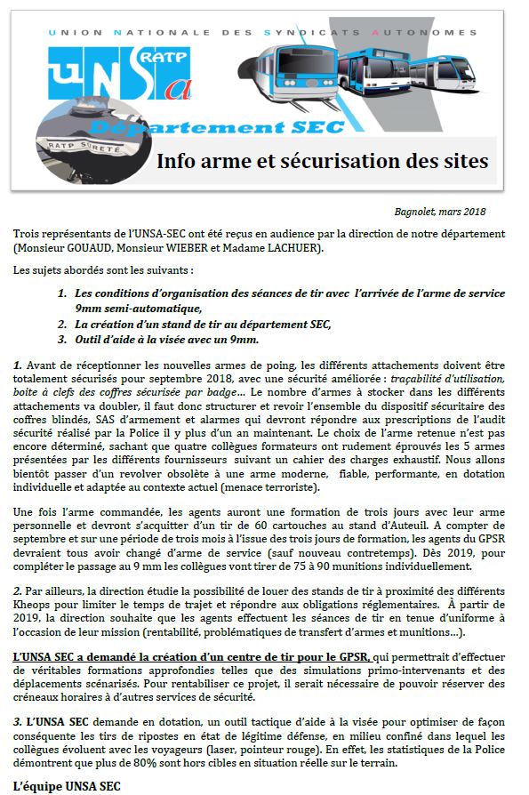Info arme et sécurisation des sites