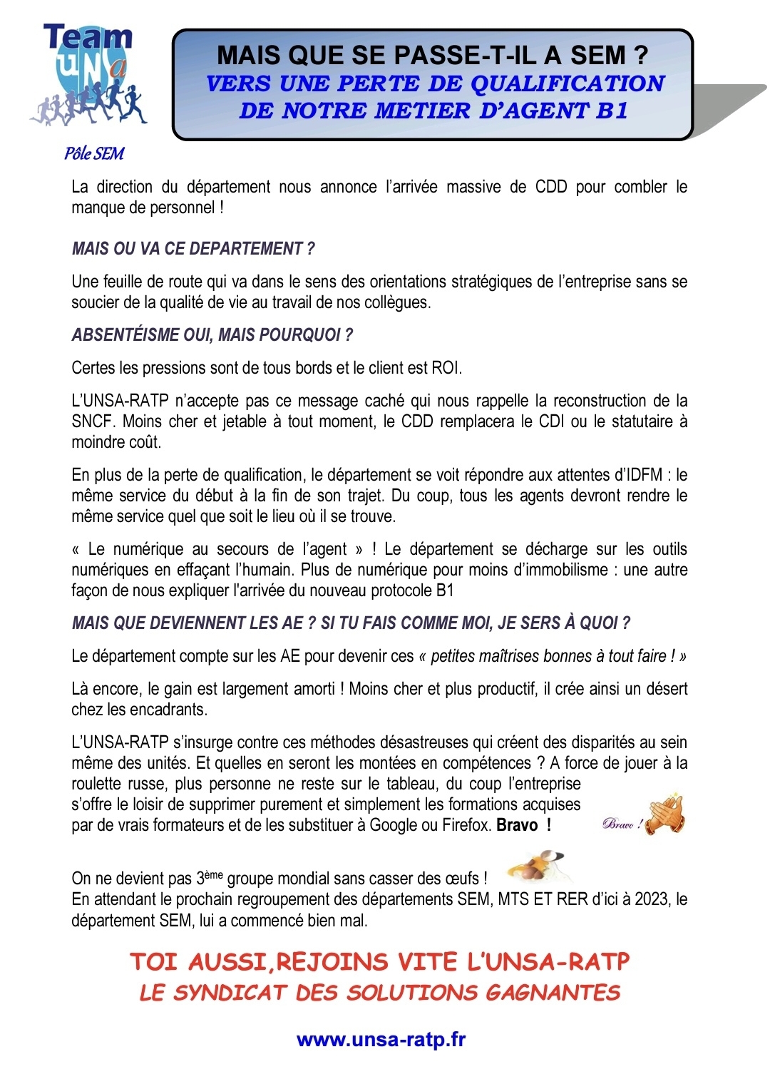 Mais que se passe-t-il à SEM ?