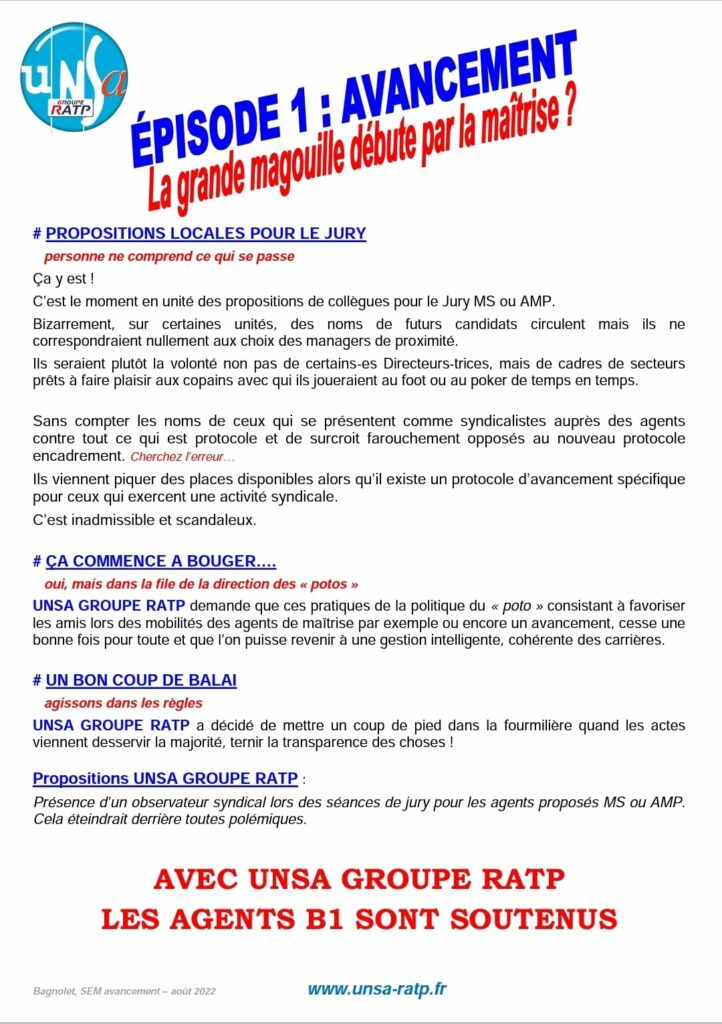 Épisode 1 : Avancement