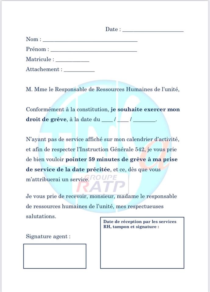 Mobilisons-nous à bus déclaration grève 