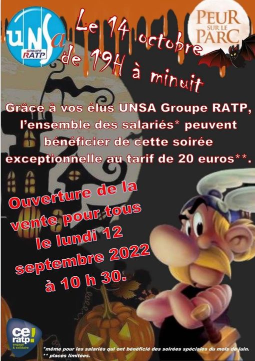 Soirée peur sur le parc 2022 RATP UNSA