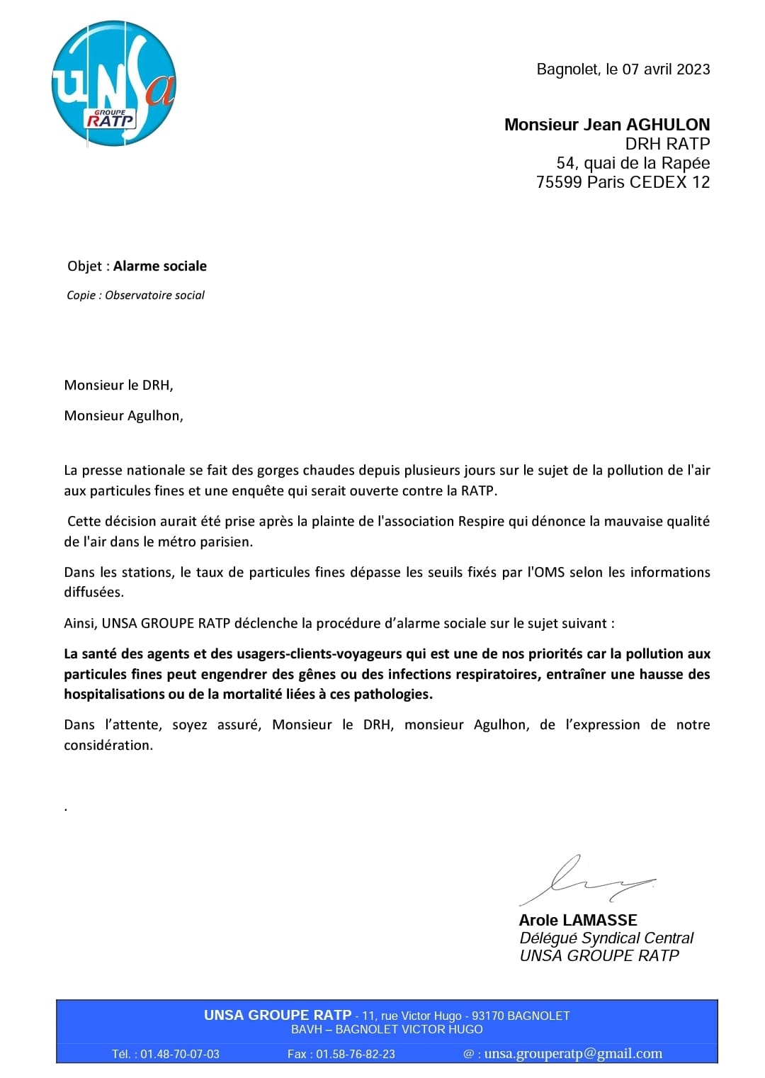 Pollution de l’air RATP 